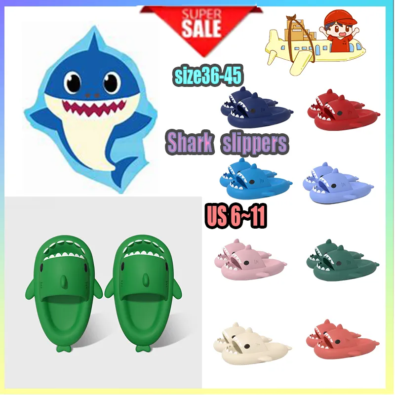 Designer Casual Platform Shark Slides tofflor Män Kvinna Anti Rainbow Fashion Slip Wear-Resistent Light Weight Breattable Low Cut Sandals Flat Size35-47