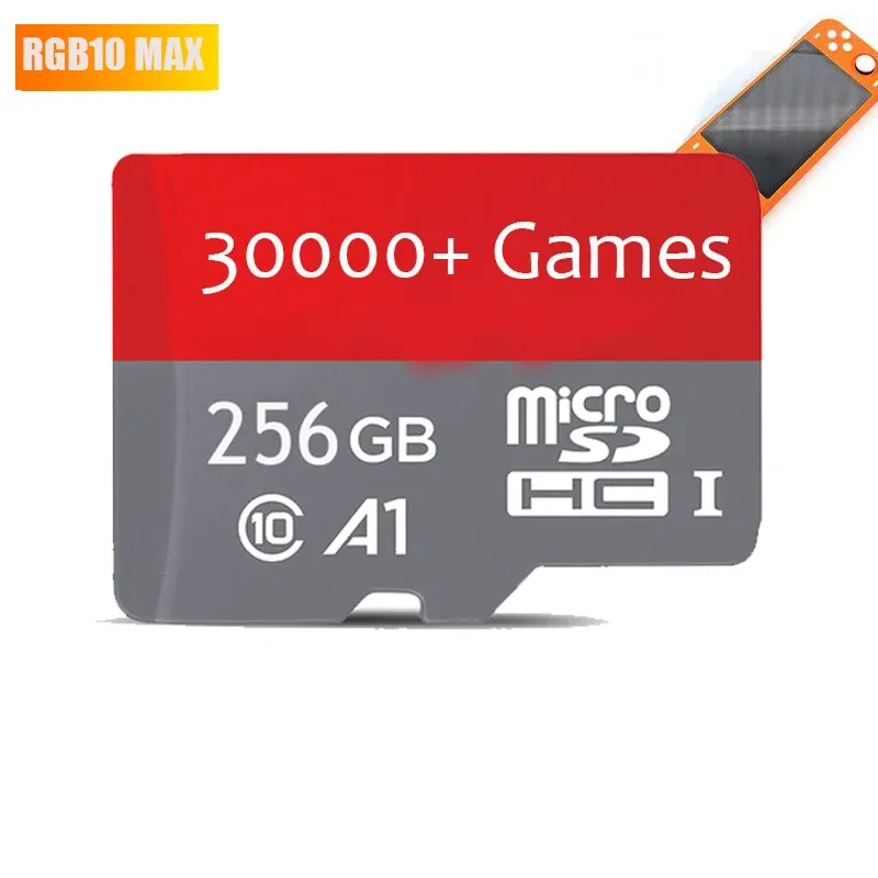 Oyuncular 256GB Powkiddy için Depolama Kartı RGB10 Max Oyun Konsolu Sistem Kartı Yükle 30000 Oyunlar Resmi Oyun Kartı Mini Hafıza Kartı RGB10