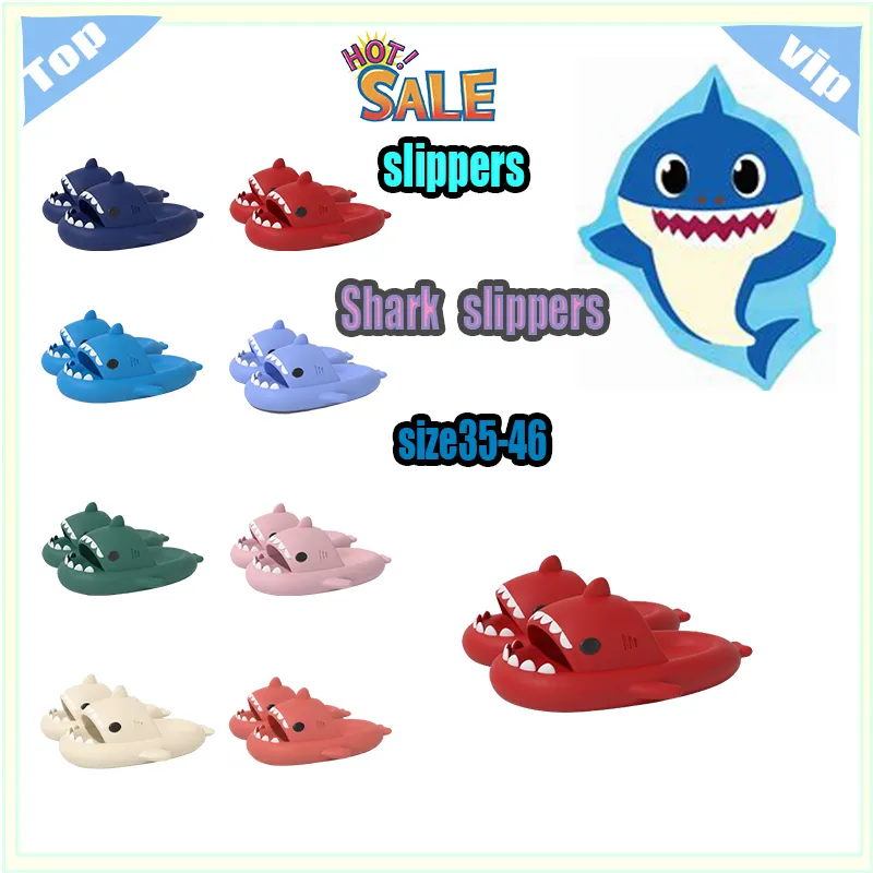 Designer Casual Platform Shark Slides tofflor Män Kvinna Anti Rainbow Fashion Slip Wear-Resistent Light Weight Breattable Low Cut Super Soft Size Size36-47