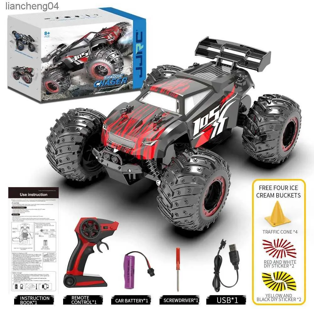 Carro elétrico/rc jjrc q105 1 18 carro de controle remoto de alta velocidade 2.4ghz motores duplos drive escalada rc off road drift veículo carros de brinquedo luz led