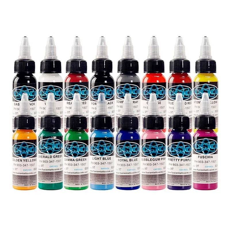 Forniture tatuaggi inchiostro 16 colori set 1 oz 30 ml/bottiglia kit pigmento bottiglia inchiostro di bellezza 3d trucco