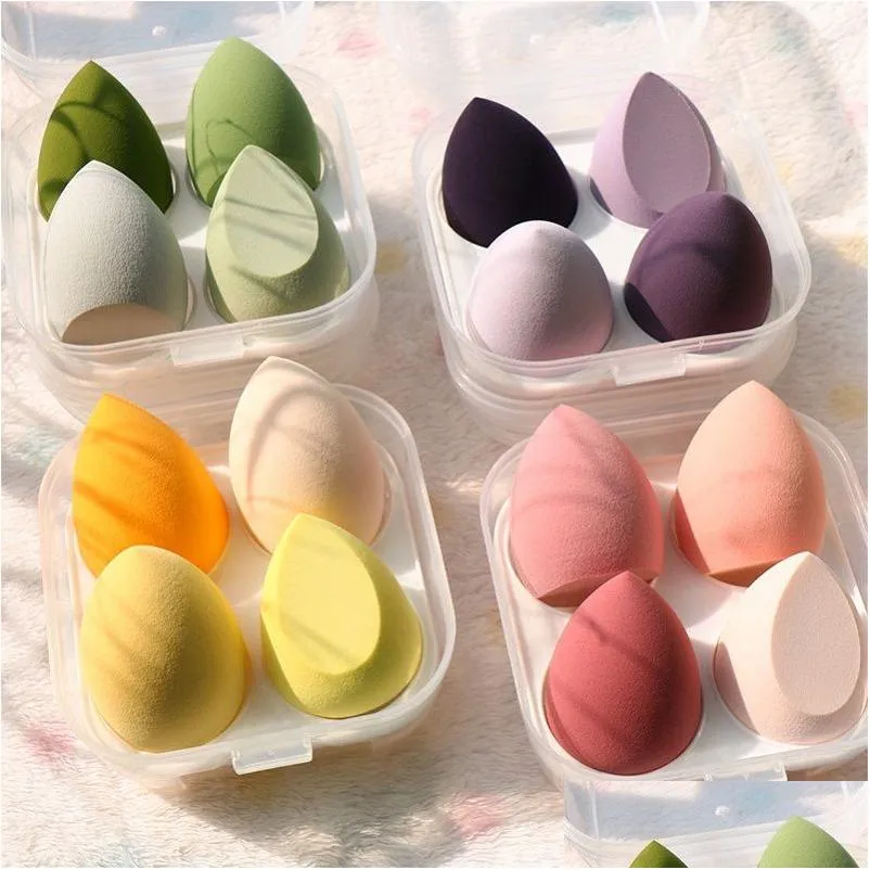 Sponges, Applicators & Cotton 2021 New 4Pcs Makeup Foundation Sponge Blender Blending Cosmetic Puff Flawless Smooth Make Up Drop Deliv Dhcdy