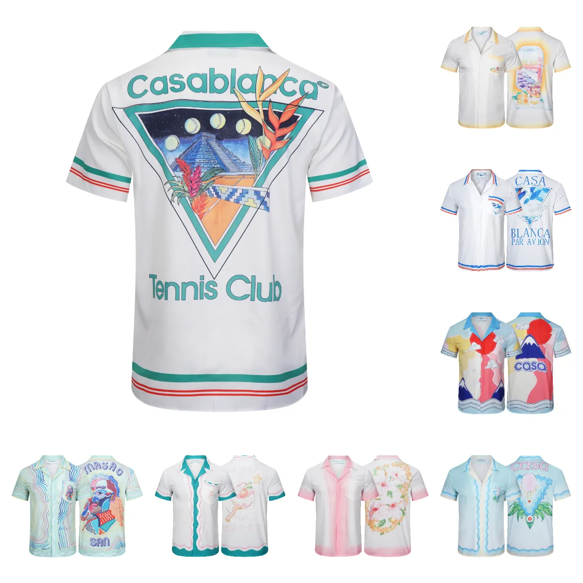 Casa Blanca Casablanc Camisa Camisetas Casablanca Camisetas Mens Mulheres Designer Manga Curta Algodão Respirável Carta Regular Impressão Lapela