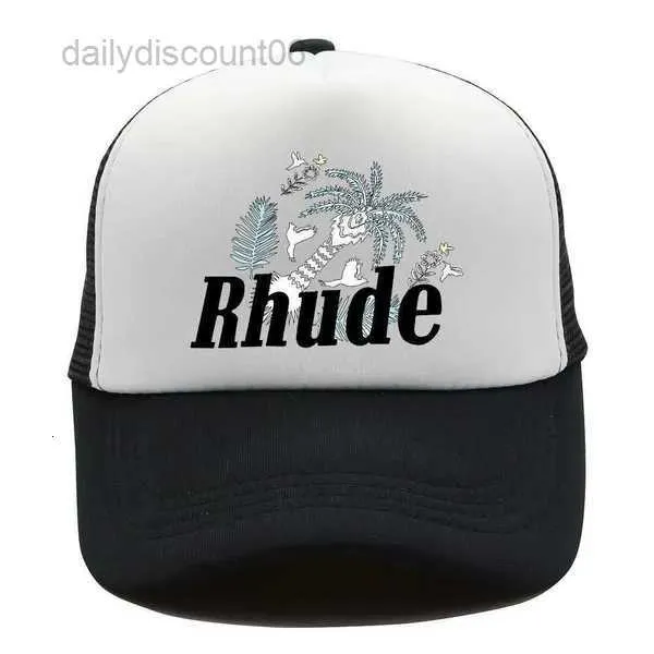 녹색 메쉬 패치 워크 야구 모자 남성 여성 자수 유니osex Rhude 컬렉션 캐주얼 트럭 모자 조절 가능한 Rhude Bonnet Li8s