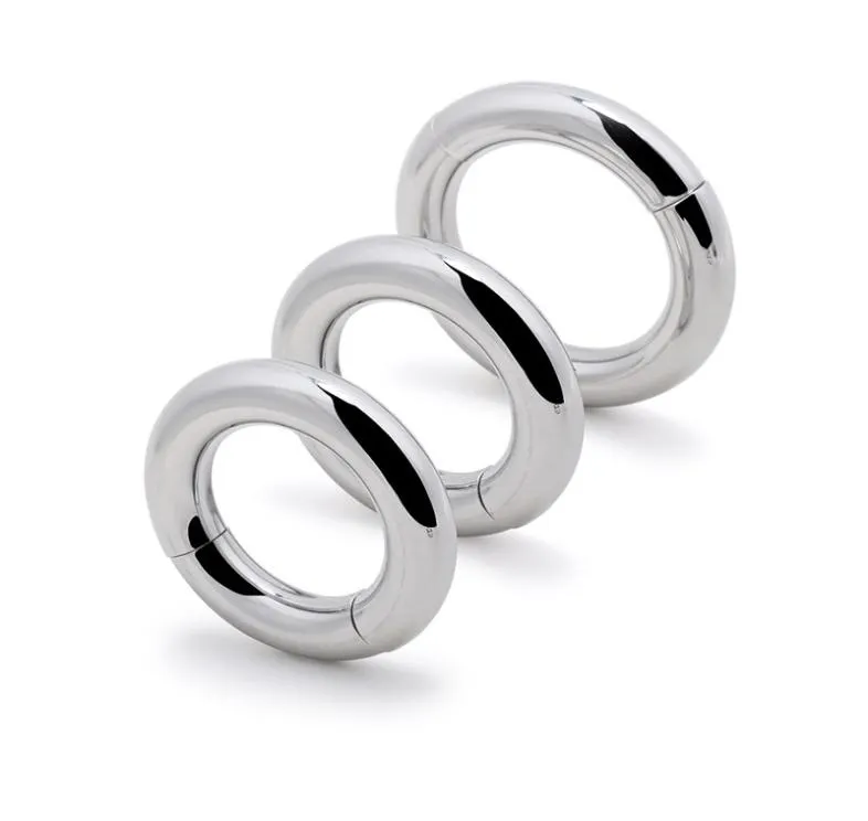 Male Penis Ring Stainless Steel Scrotum BDSM Bondage Weight Magnetic Ball Scrotum Stretcher Cock Lock Ring Delay Ejaculation3075206