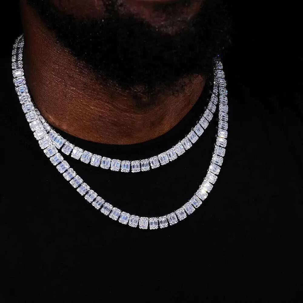 Hohe Qualität Hiphop Schmuck Mode 925 Splitter Männer Frauen Tennis Eis Aus Zirkon Rubin Cuban Link Kette Choker Halskette