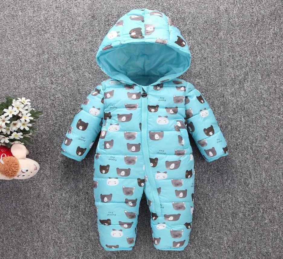 Peuter Beneden Katoen Cartoon Rompertjes Pasgeboren Baby Kleding Sneeuw Pak Winter Dikke Warme Kinderkleding Y2003204048957