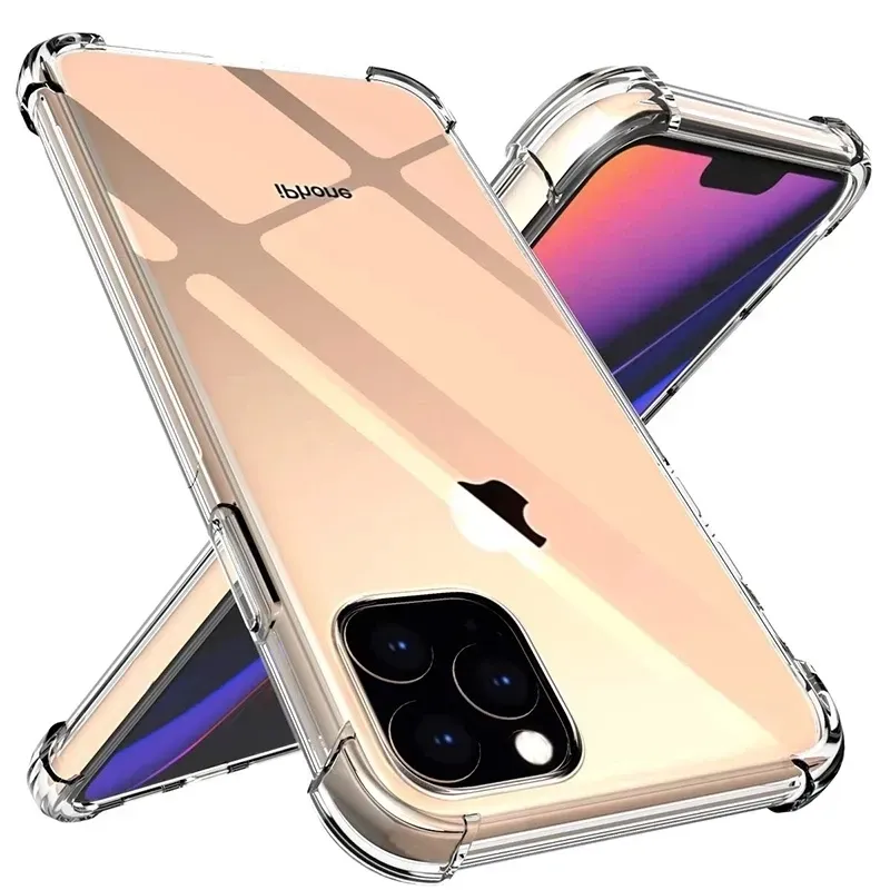 Mobile Phone Cases Case Skin For iPhone 15 Pro Max 14 Plus 13 Mini 12 11 Air Cushion Corner Transparent Clear Shockproof Soft TPU Silicone Rubber Cover