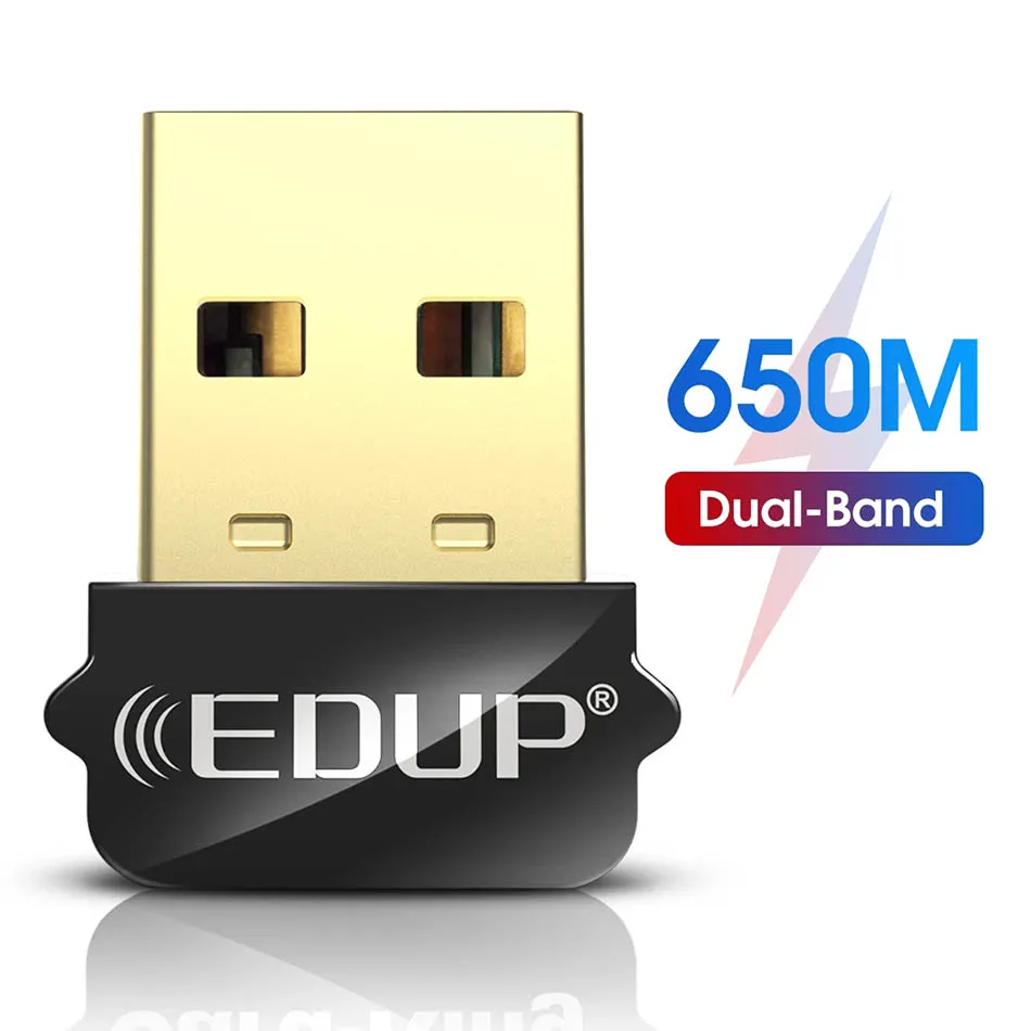 Edup 650Mbps USB WiFi Adapter 2.4Ghz 5.8GHz 650M Band Dual Wireless WiFi Dongle for PC Laptop Desktop EP-AC1651