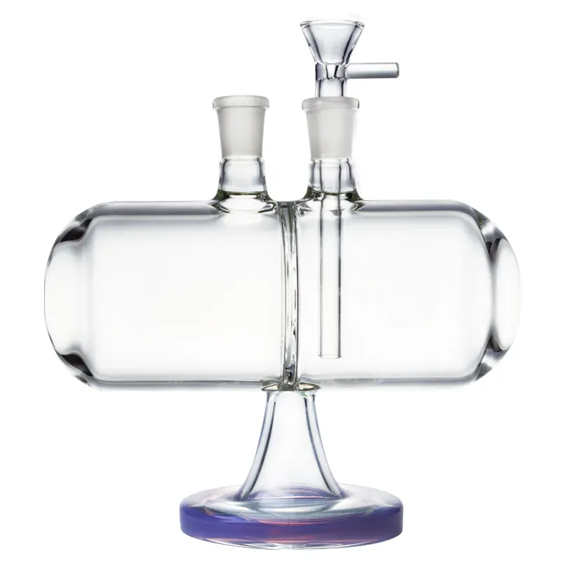 Newest Invertible Gravity Bongs Hookahs Glass Infinity Waterfall Water Pipes Unique Dab Rigs With 14mm Joint Thick Oil Rig Purple Green 7Inch XL-2061