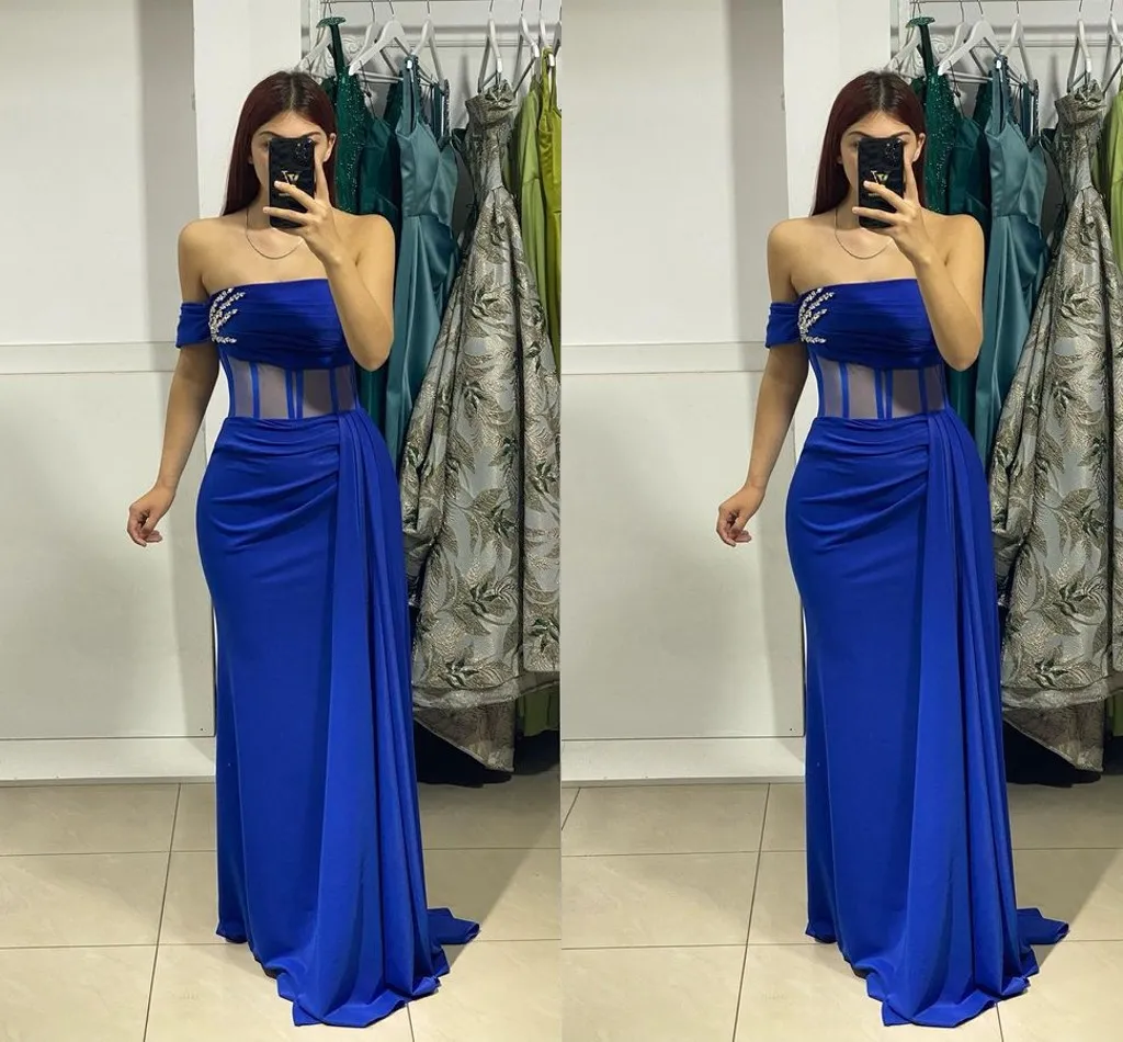 Vestidos De Noche Elegantes De Talla Grande, Color Azul Real