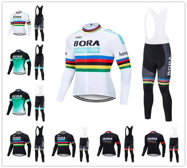 Bora Team Cycling Long Semevess Jerseys Bib Set Cycling Jersey Gel Pad Bike Set Mtb Sobycle Ropa Ciclismo Mens Cykling Wear Z5714772