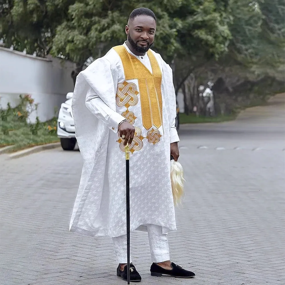 H D African Clothes For Men Traditional Bazin Riche Embroidery White Clothing Men Set Wedding Party Occasion Dress Dashiki 240220 From Kua04 50.24 DHgate.Com
