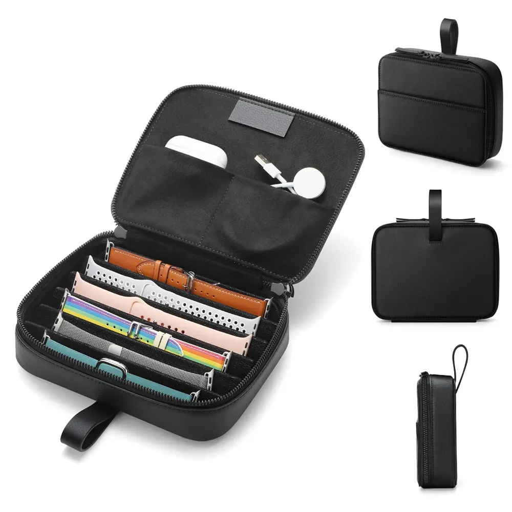 Väskor Luxury Watch Strap Organizer Box för Apple Watch Band Packaging Watchband Bag Accessories Portable Travel Organizer Storage Case