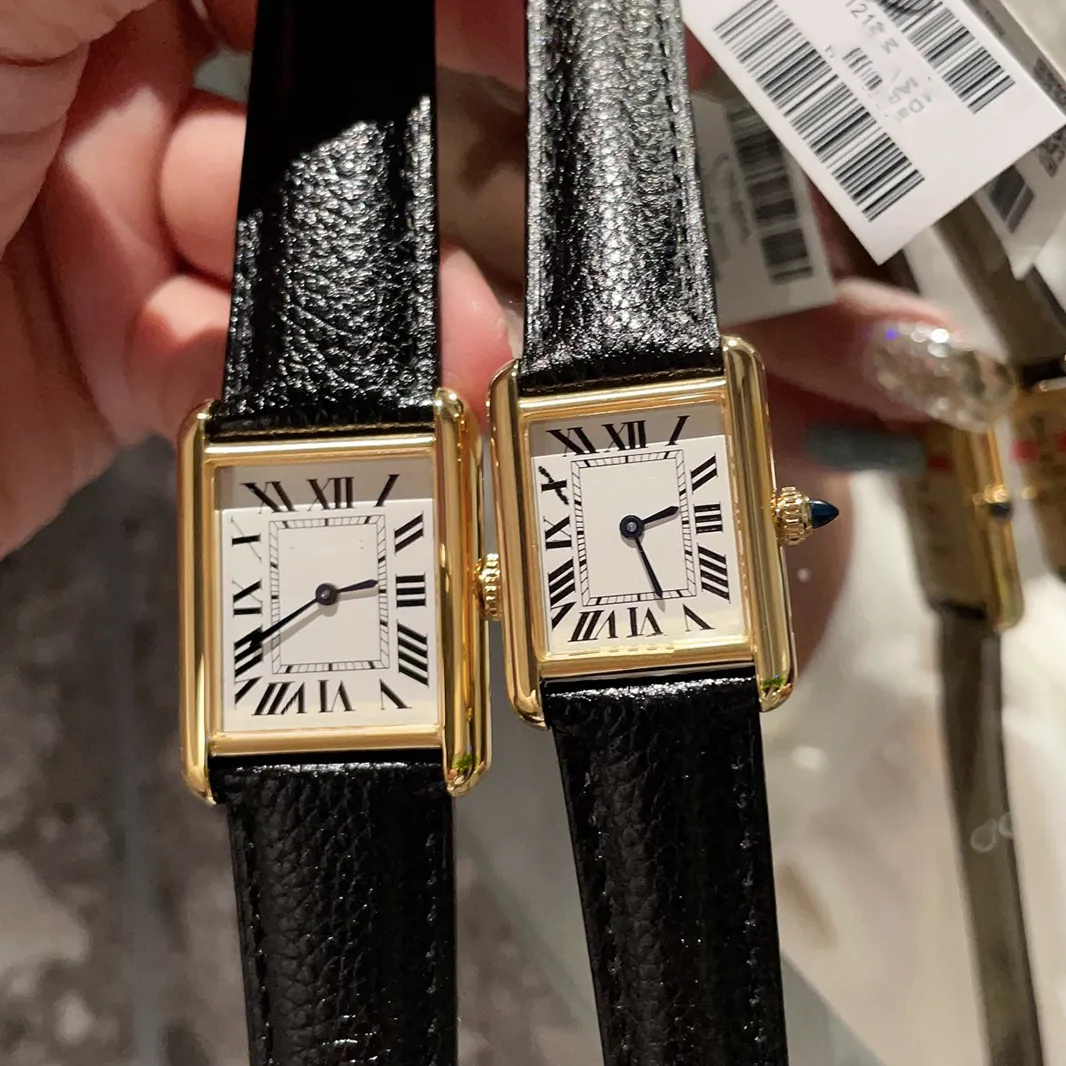 montre de créateur son et sa montre ensemble montres de réservoir vintage réservoir doit regarder saphir carré couronne pointue rectangle montre à quartz en acier inoxydable cadeau pour couple