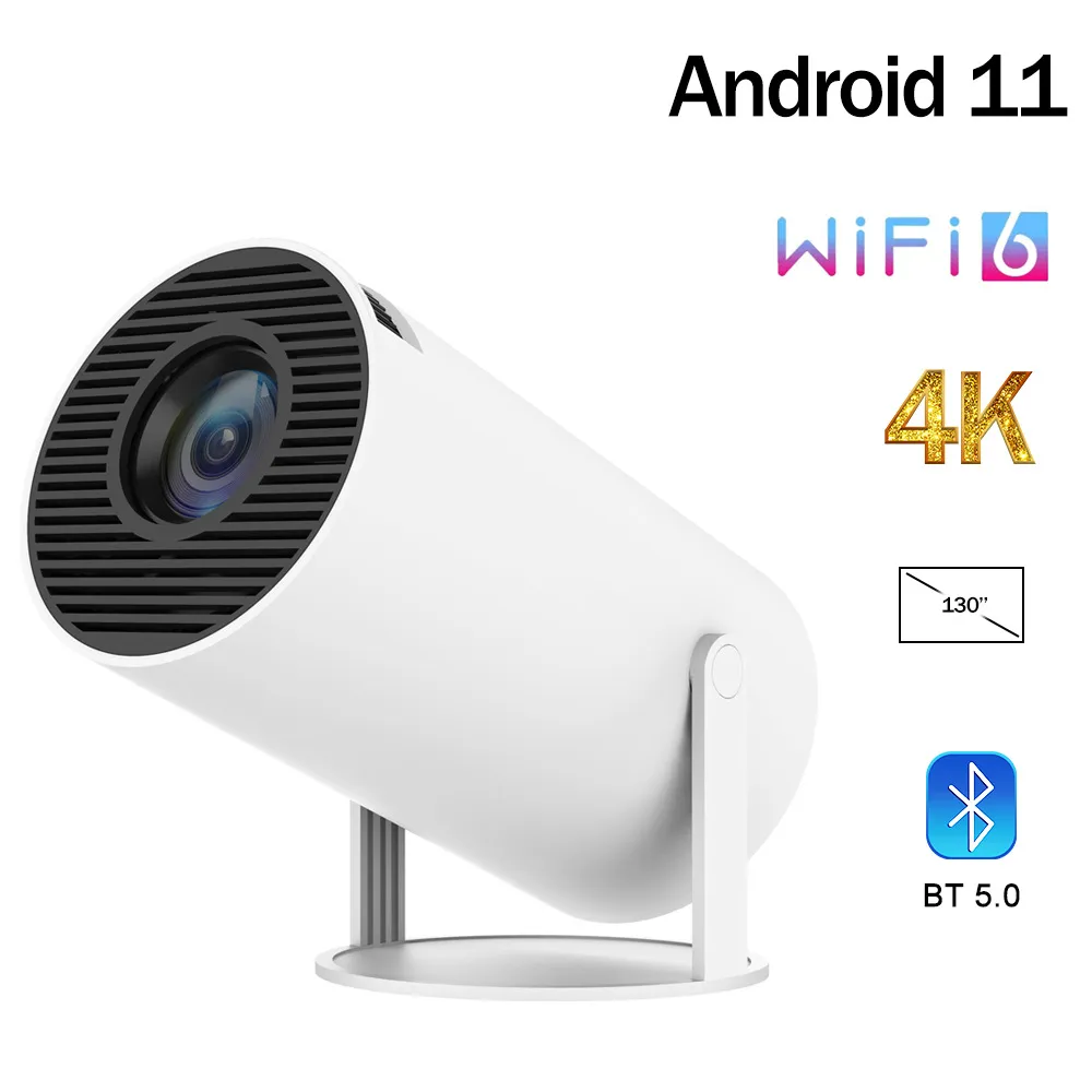 HY300 PROJECTOR WIFI6 200Ansi Android11.0 4K 130 "Screen BT5.0 1280 720p Home Theatre Outdoor Portable RK3566