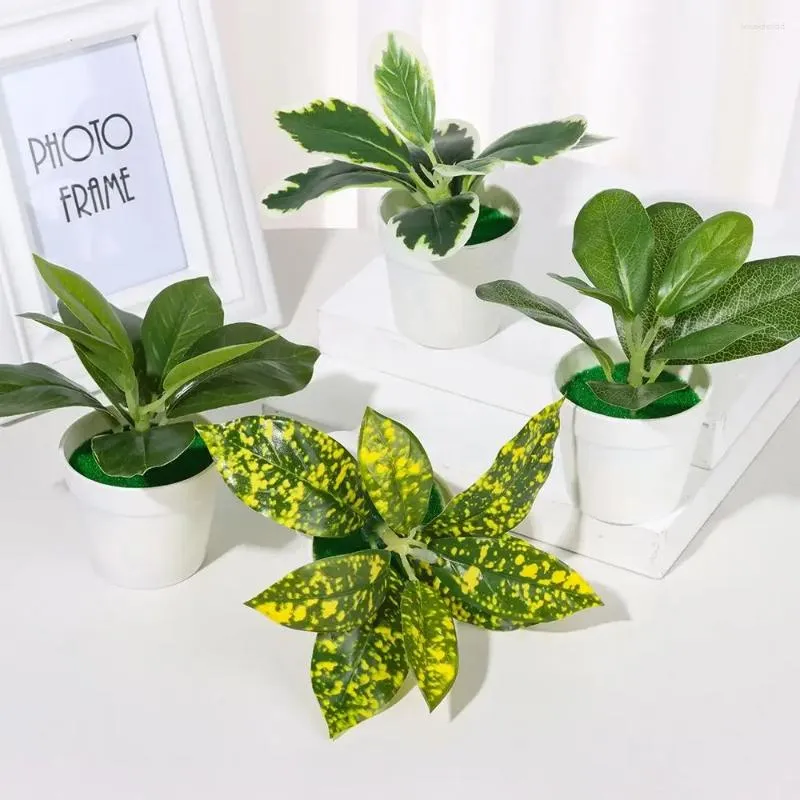 Flores decorativas plástico artificial mini verde bonsai vaso planta ornamentos suculento aloe decoração para casa escritório desktop jardim ao ar livre