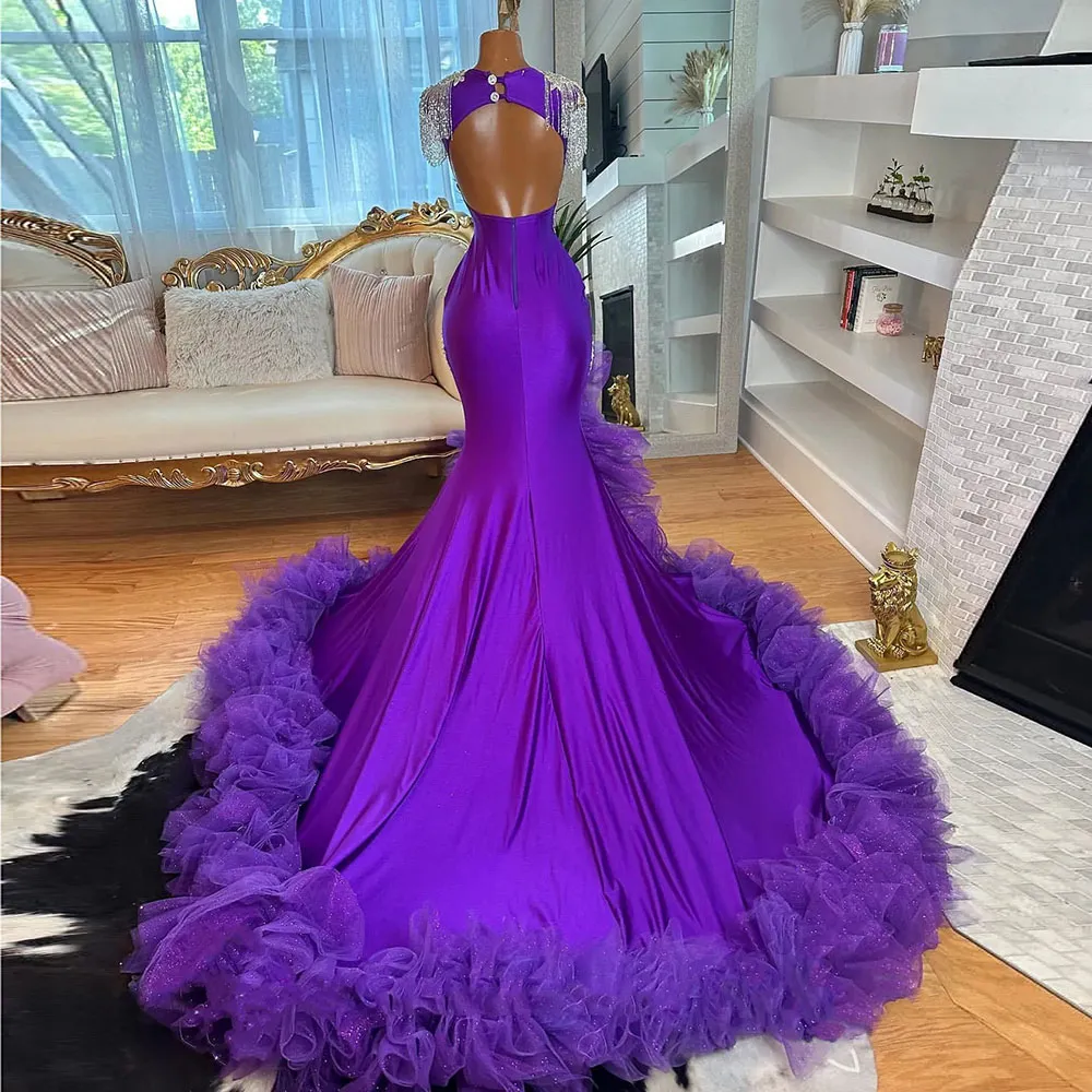 Purple Evening Dresses 2018 Bead Rose Purple Two Piece Prom