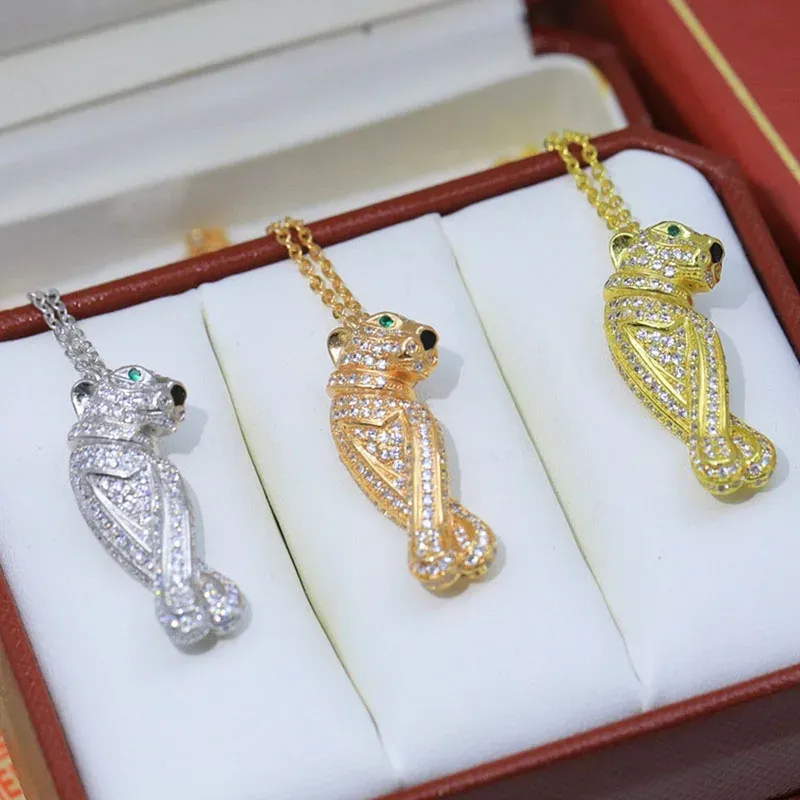 Anhänger Heiße klassische Marke 925 Sterling Silber Leopard Halskette Damen Temperament Luxus High Schmuck Party Valentinstag Geschenk