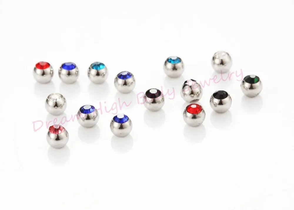 Bijoux 100 pièces boules de pierres précieuses 3mm 4mm 6mm cristal lèvre Tragus goujons oreille Helix Labret barres 1.2mm 16g 14g pierres précieuses claires vis sourcils corps bijoux