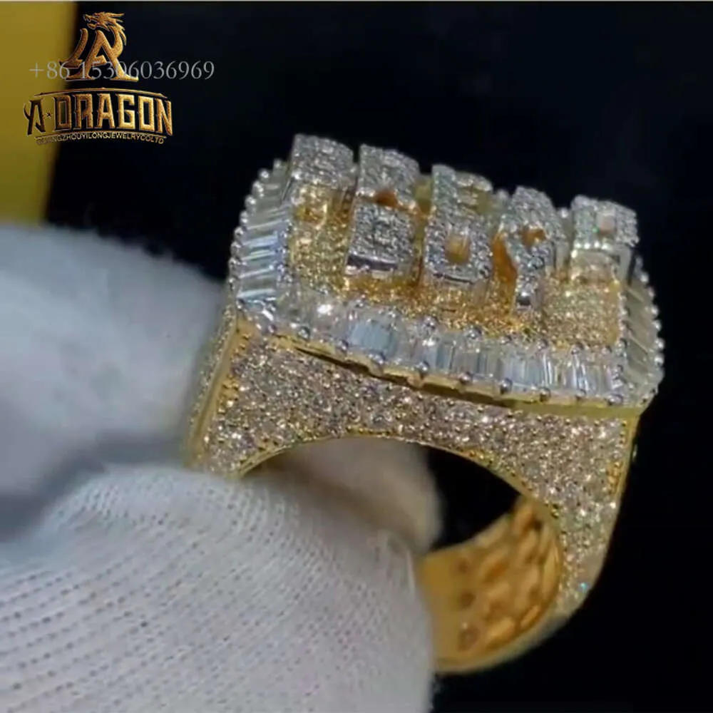 Custom Design VVS Moissanite Money Hip Hop Star Ring Karat 10K 14K Real Solid Gold Pass Diamond Tester Fine Jewelry