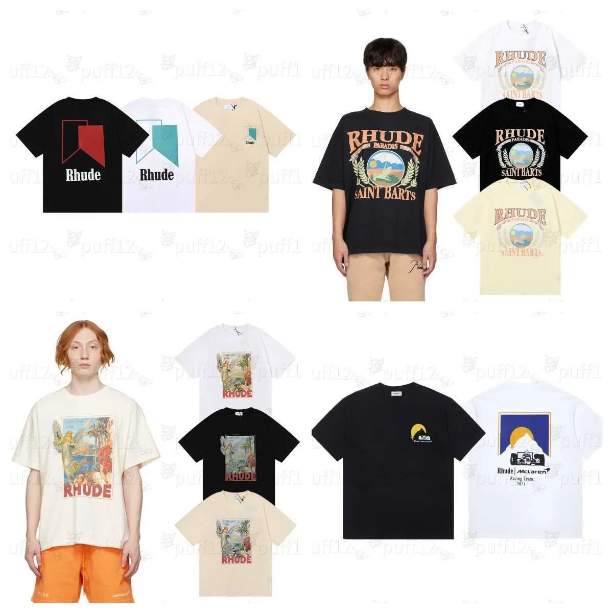 Rhude T Shirt Erkek Tasarımcı Tişört Yaz Tasarımcısı T-Shirt Erkek Tişörtleri Üstler Lüks Mektup Baskı Gömlek Erkek Kadın Giyim Kısa Kollu S-XL