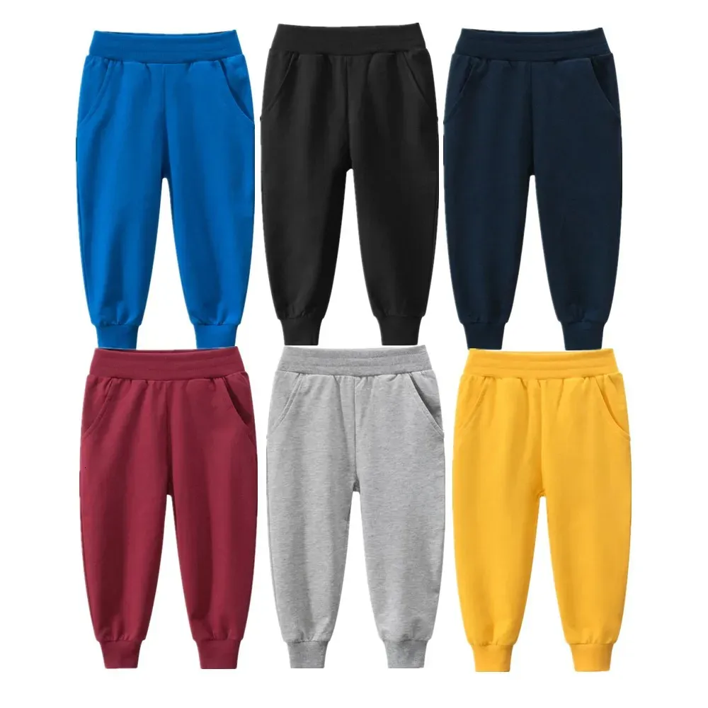 Spring Kids Long Pants | 100% Cotton Solid Trousers for Boys Girls | Autumn Casual Sports Sweatpants 240220