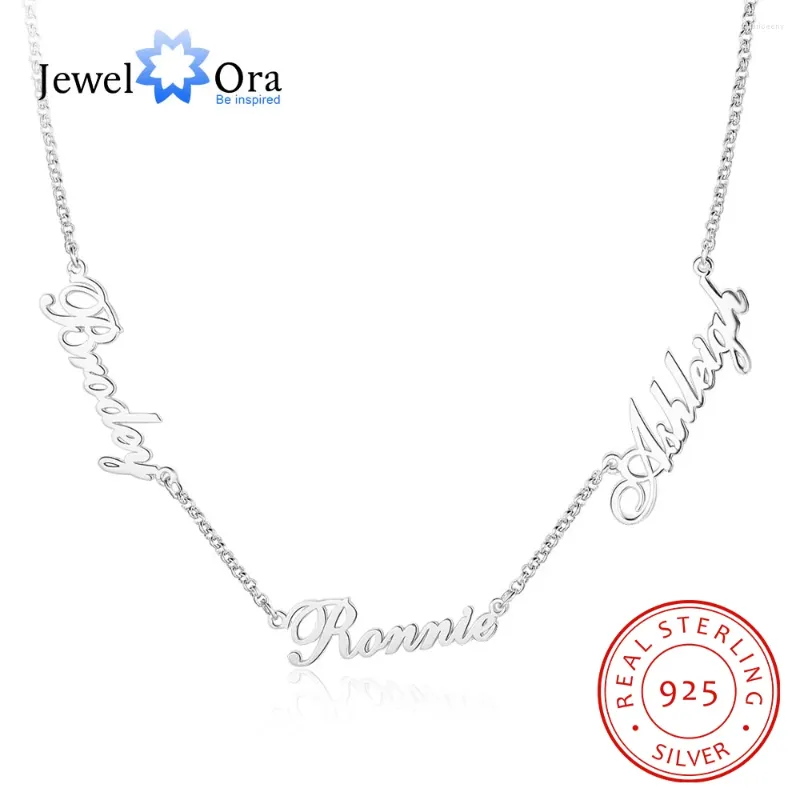 Pendentifs Jewelora personnalisé 925 en argent Sterling 3 noms colliers pour femmes personnalisé lettre plaque signalétique S925 bijoux fins cadeaux personnalisés