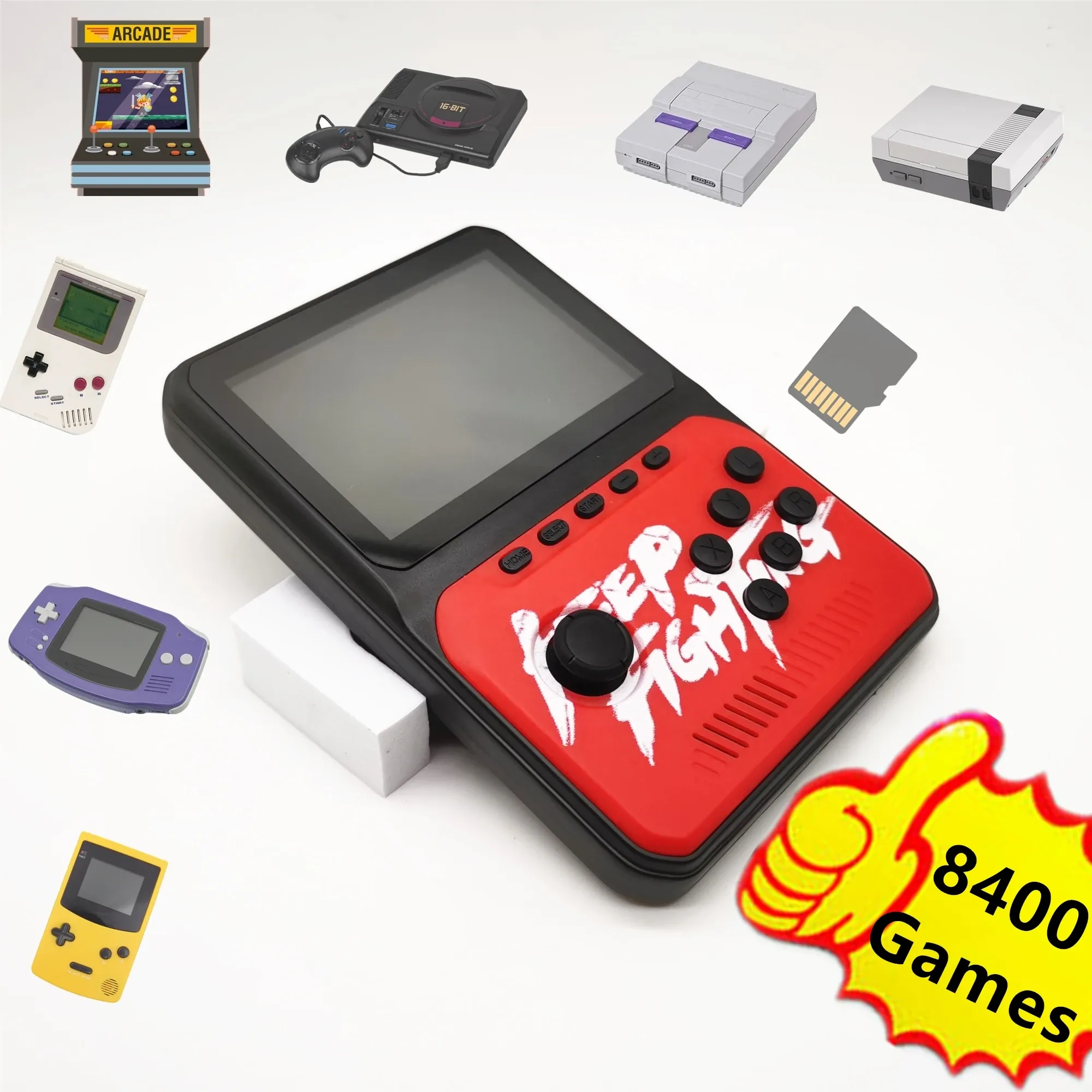 Spieler 8400 Spiele Retro Handheld-Spielekonsole Video-Player Musik-Player mit 7 Emulatoren für Genesis für Nes für Snes für GBA