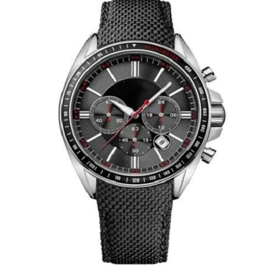 Men's Wrist Watch 1513087 Driver Sport Mens Black Leather Strap Chronograph Watch258P