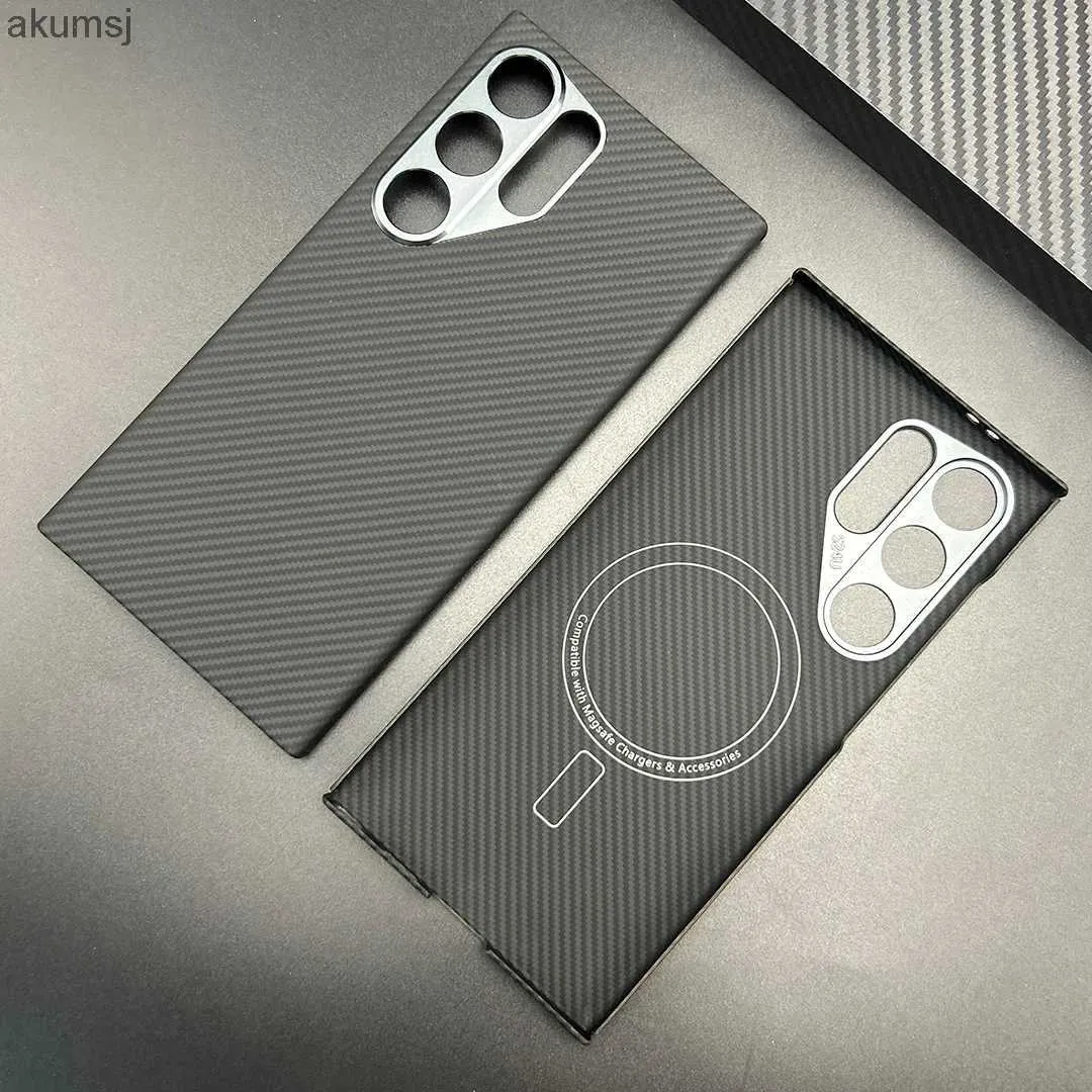 Mobiltelefonfodral Magnet Aramid Carbon Fiber Phone Case Cover On For Samsung Galaxy S24 Ultra Plus 5G Global S 24 S24ultra 256/512 Magsafe MacSafe YQ240221