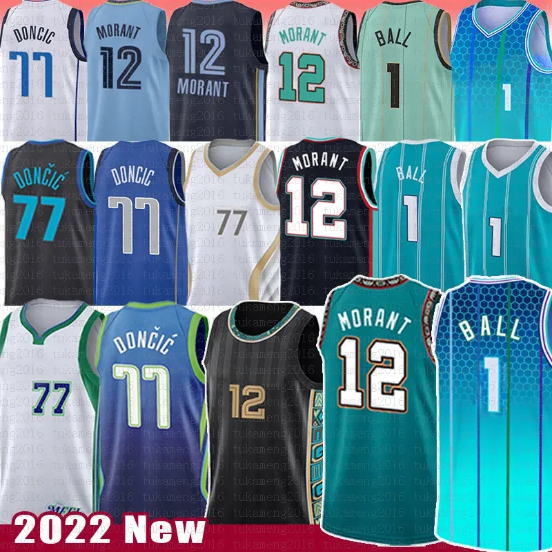 Ja Morant 12 Luka Doncic Lamelo Ball Banketball Jersey 20 1 77 Gordon Hayward 2022 Mens 셔츠 유니폼