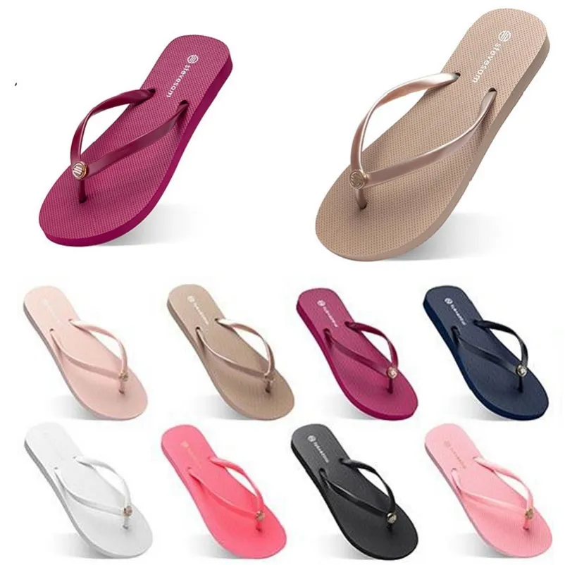 Moda Chinelos Flip Flops Sandálias de Praia Sapatos Tipo 28 Verão Schuhe Sport Sneaker Mulheres Verde Amarelo Laranja Marinha Bule Branco Rosa Marrom