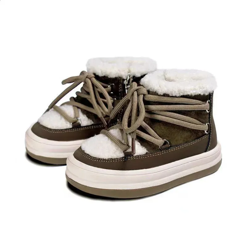 Herfst/Winter Kinderen Laarzen Voor Jongens Warme Pluche Rubberen Zool Peuter Kids Sneakers Mode Meisjes Laarzen 21-30 240219