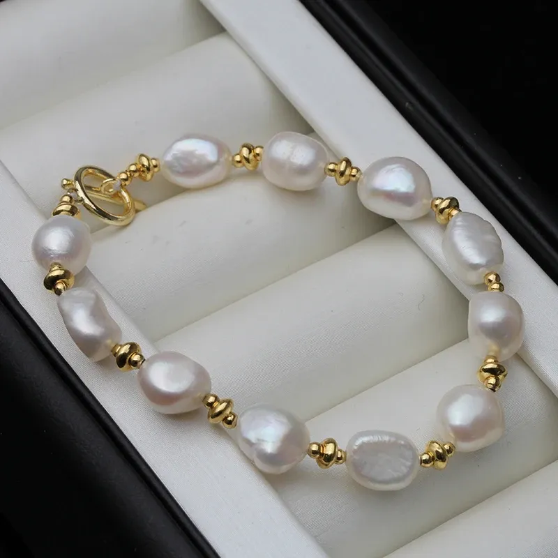 Bracelets Bracelet de perles baroques d'eau douce naturelles pour femmes, bracelet à breloques en perles blanches à la mode, cadeaux de mariage