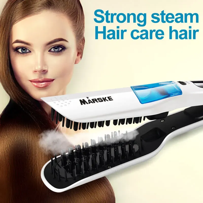 Tillbehör Marske professionell ångrätare kamborste rakt hår keramiskt hår järn elektriskt hår rätning borste ångkam