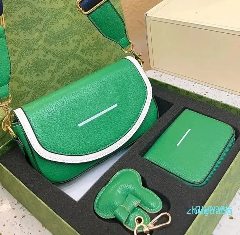 2024 Shoulder Bag Handbags Purse 3 Piece Set Square Flap Clutch Crossbody Bags Letter Printing Metal Hardware Removable Striped Webbing