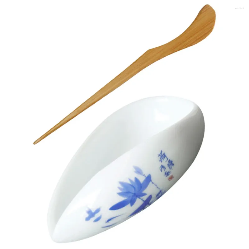 Colheres 1 conjunto de colher de chá de folha solta colher de cerâmica porcelana kongfu café feijão teaware acessórios