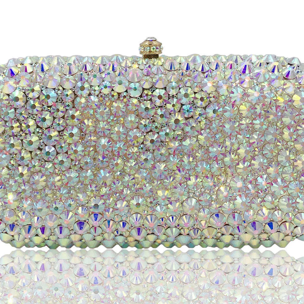 BL126 Handgjorda inlagda fulla diamantkristallstenar på väskan Kvinnaklänning Bridal Handheld Bag Chain Bag 240221