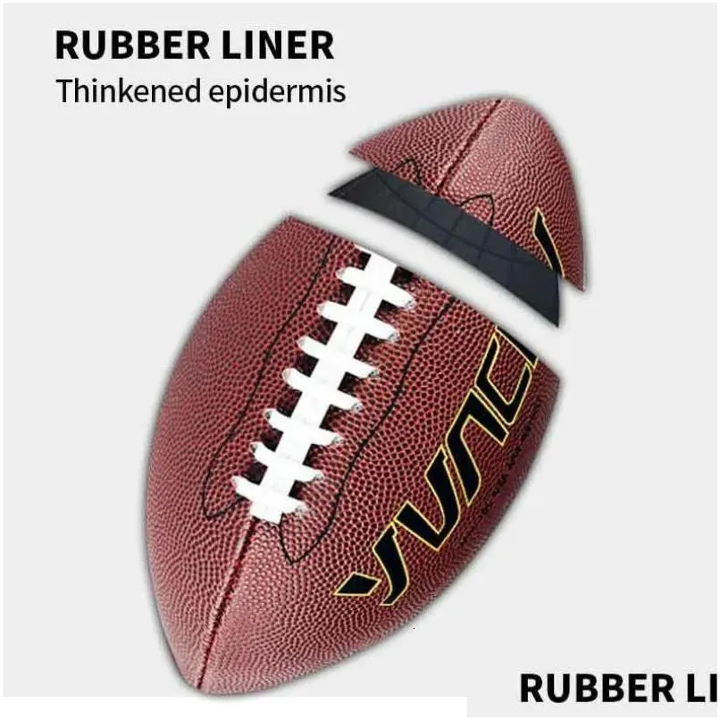 Piłki standardowe rozmiar 9 amerykańska piłka nożna Rugby Ball Pvc Hine-Sining Anti-Slip Treść trening konkurs sportowy sprzęt sportowy Drop Deli Dhwhp