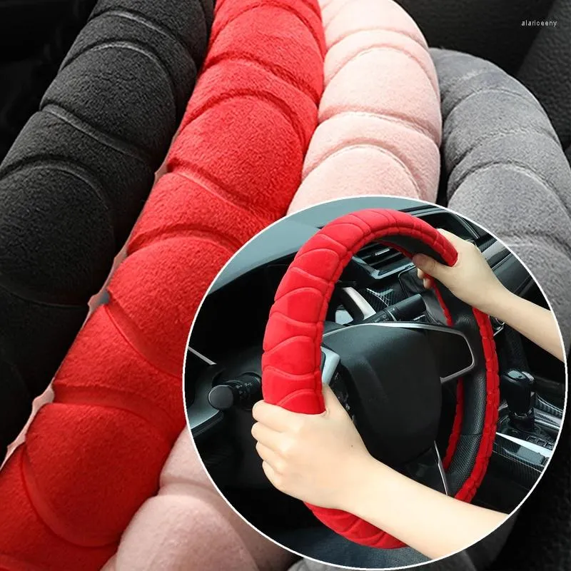 Steering Wheel Covers Universal Car 37-38cm Auto Soft Warm Plush Cover For Winter Interior Parts