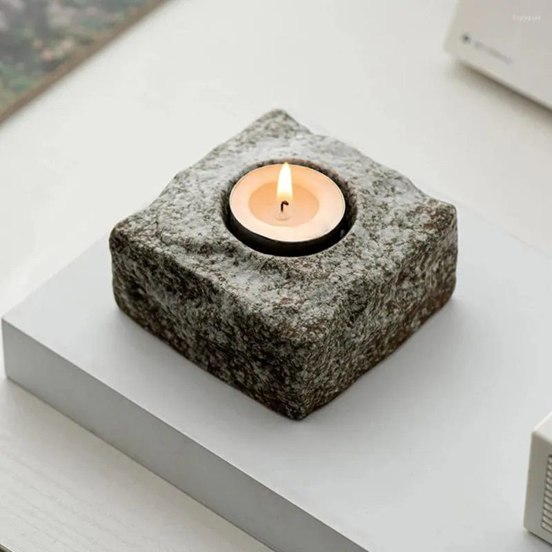 Candle Holders Imitation Stone Ceramic Holder Pillar Candlestick Table Centerpiece For Dining Simple Home Wedding Decor