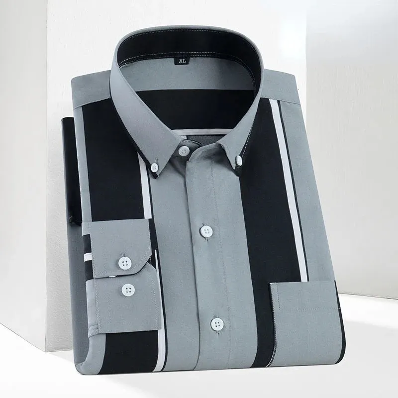 Herren Streifen Kleid Shirts Slim Fit Mode Koreanische Camicia Männlich Social Kariertes Hemd Langarm Business Büro Casual Mann 240220