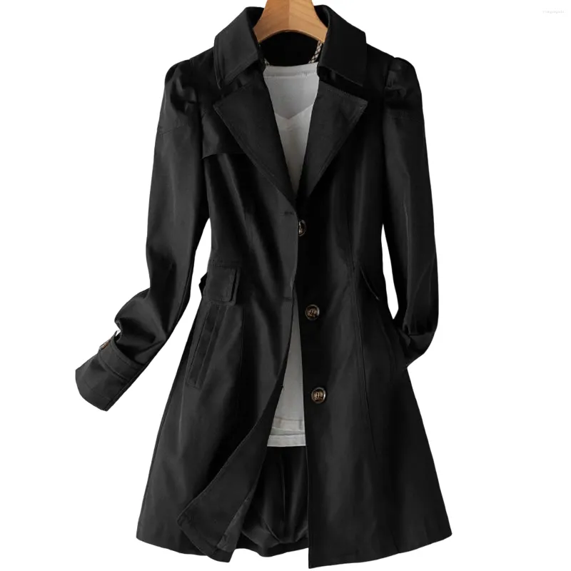 Trenchcoats voor dames, casual, nauwsluitende topjas, pasvorm, effen kleur, taille met riem, voor het dagelijks leven, werk, winkelen