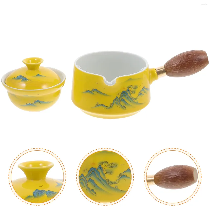 Juegos de vajilla Tetera de té Tetera de cerámica Mango lateral Teaware Rotación de 360 ​​grados Teteras de elaboración sueltas Viajes