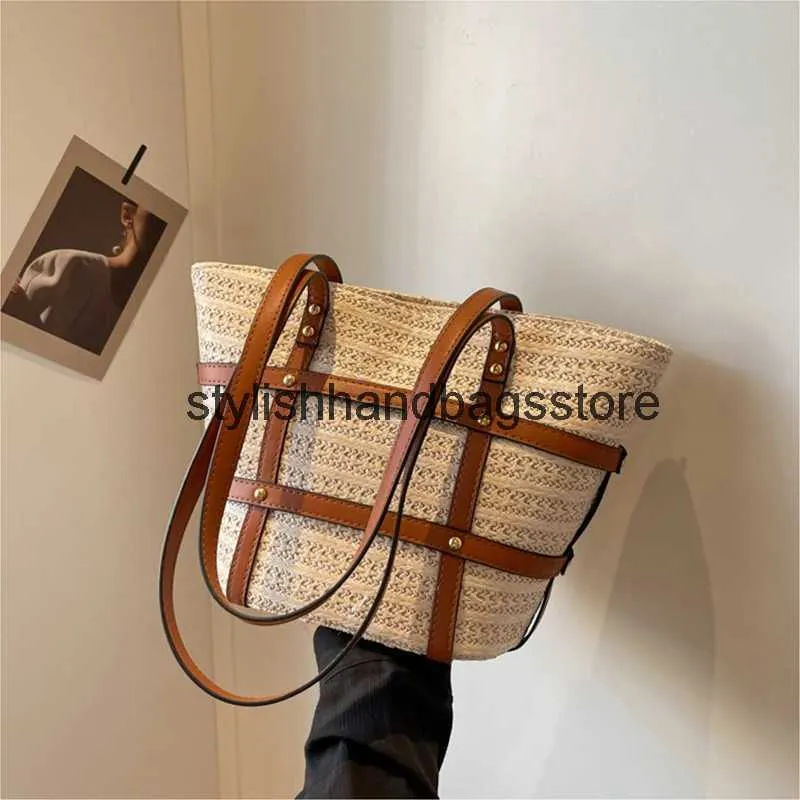 Shoulder Bags Luxury Designer Brands Women andbag 2023 Fasion New Straw Large Capacity Tote Bags Female Soulder Bag Free Sipping PromotionH24221