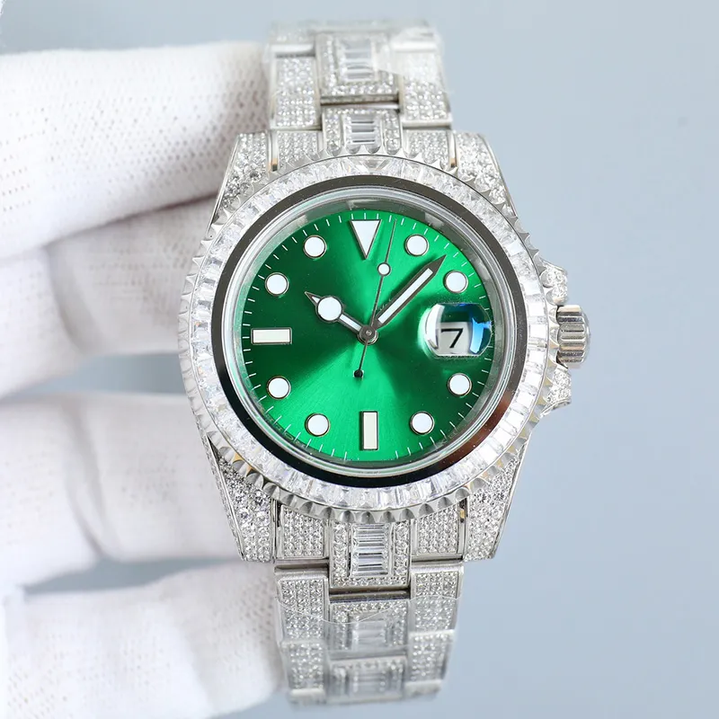 Diamentowe zegarki męskie zegarki 2836 Automatyczne mechaniczne szafirowe zegarek na rękę 40 mm z stalową bransoletką montre de lukse