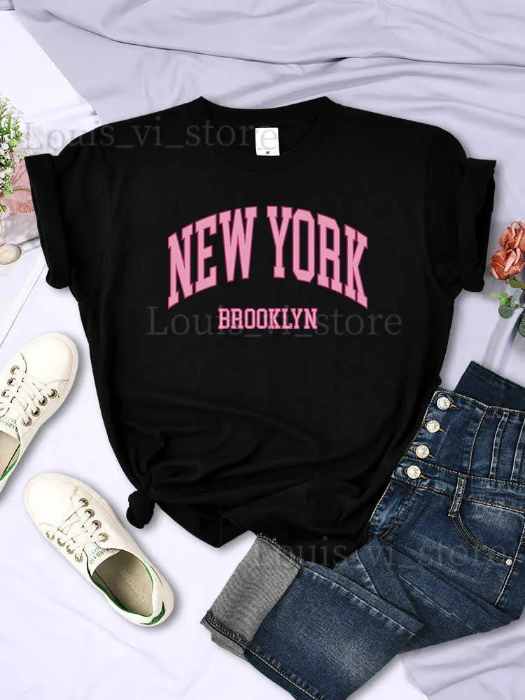 Dames T-shirt New York Brooklyn Gedrukte vrouwelijke T-shirt Vintage All-Math korte mouw Zomer ademhalingen T-shirts mode casual vrouwen tops T240221