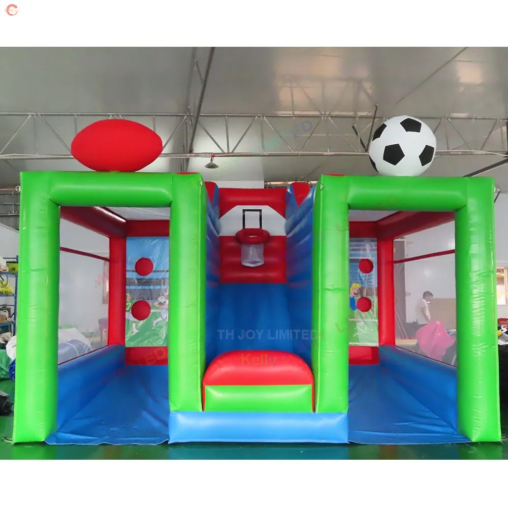 5x3x3mH (16,5x10x10ft) met 6 ballen Gratis schip Outdoor-activiteiten commercieel 3 in 1 gigantisch opblaasbaar voetbalsportspel te koop