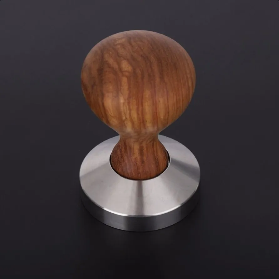 51 53 58mm Rosewood Handle Coffee Tamper Espresso Powder Flat Press Hammer Coffee Tamper Grind Grinder Espresso Barista Tool T310N